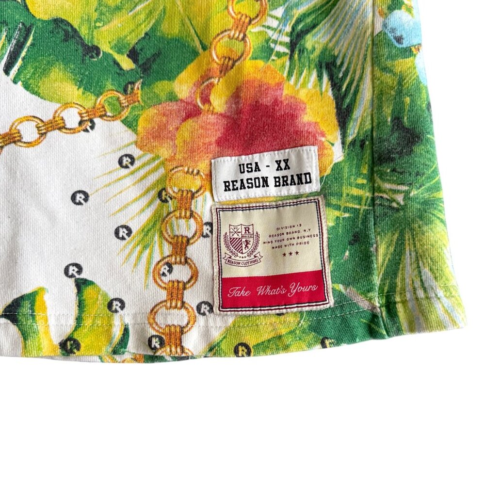 Reason Mens Tropical Print Drawstring Shorts L - Picture 2 of 4